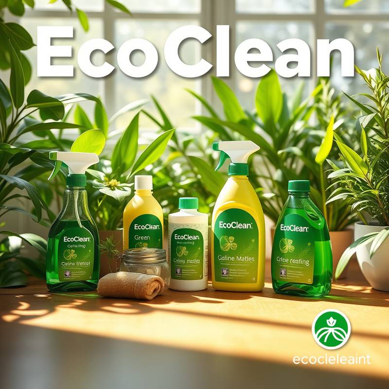 A dynamic social media campaign ad design for 'EcoClean', promoting their environmentally friendly cleaning products through visually appealing content.