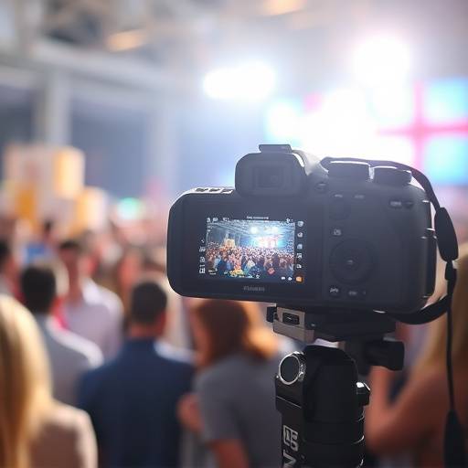 Icon depicting a camera capturing a scene at an event, representing event photography.