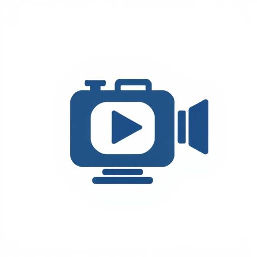 Icon representing promotional video, featuring a film camera and a play button.
