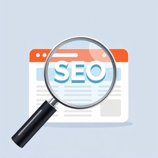 Icon representing Search Engine Optimization, featuring a magnifying glass over a webpage.