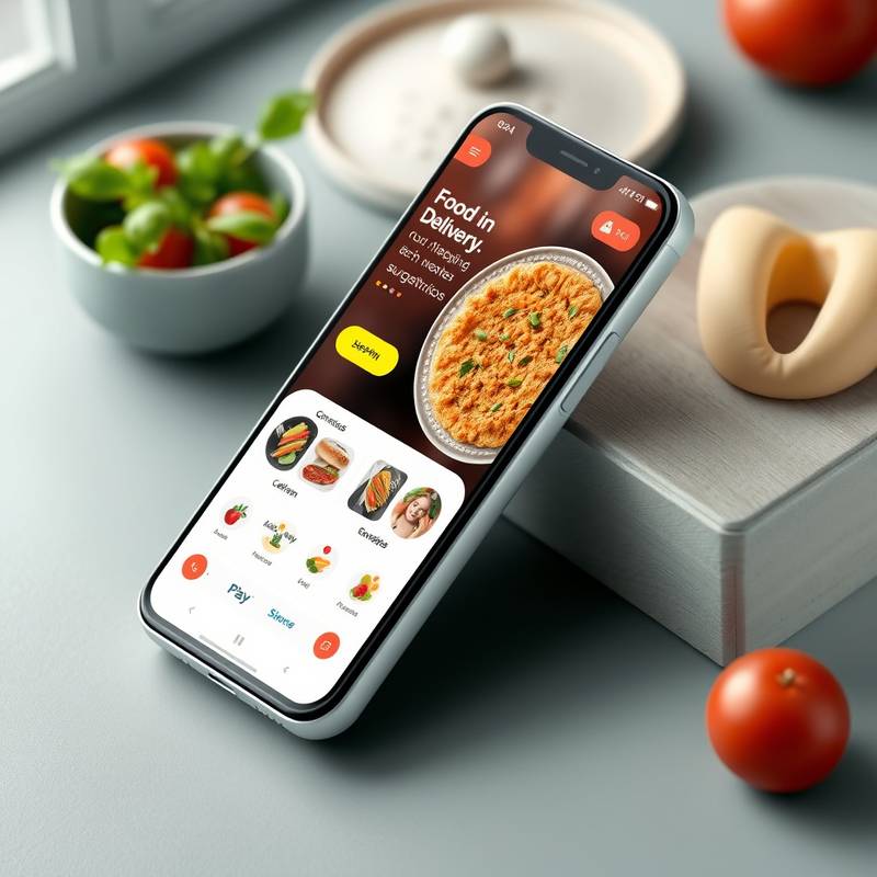 Mockup of the intuitive mobile app interface for 'Foodie Express', a food delivery service, emphasizing ease of use and visual appeal.
