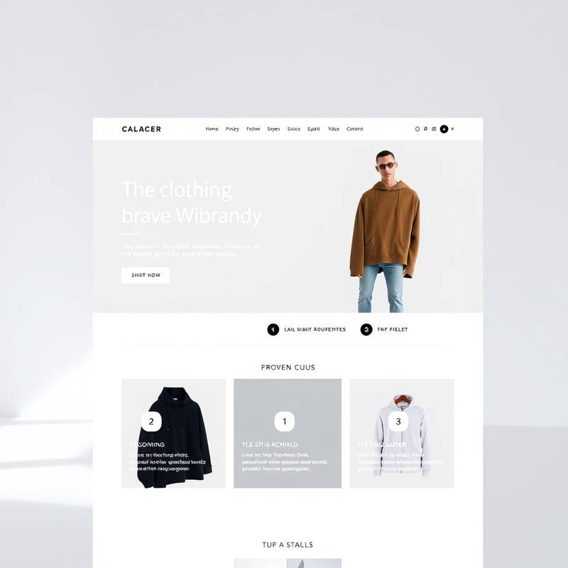 Screenshot of a modern e-commerce website design for a clothing brand.