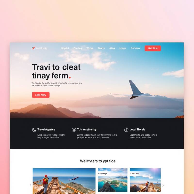 Website design for a travel agency, featuring vibrant imagery and easy navigation.